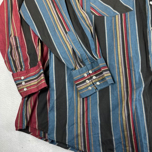 Vintage AUTHENTIC WESTERN YOUNGBLOODS Women 2X Red Blue Multi Striped Shirt Lot - Picture 5 of 15
